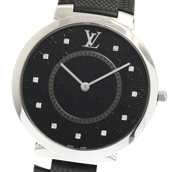 LOUIS VUITTON Tambour Slim Monogram 11P diamond Quartz Men's Watch - Picture 1 of 6